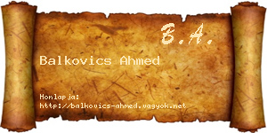 Balkovics Ahmed névjegykártya